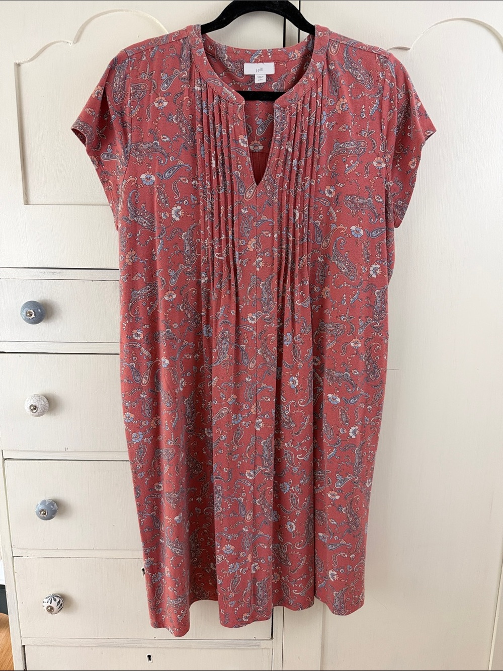 J. Jill Red Rocks Paisley Pleated Midi Dress L - Picture 1 of 7